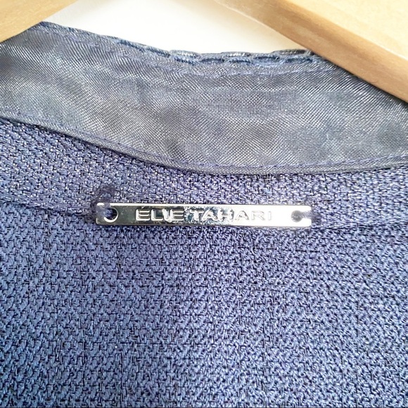 Elie Tahari Navy/Silver Foil Sleeveless 'Samiyah' Shimmer Dress - Picture 6 of 7